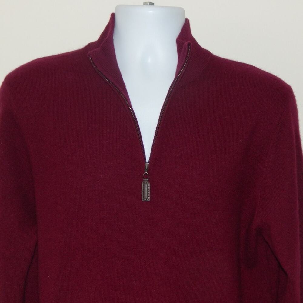 NWT Christian Lacroix Paris CASHMERE One Quarter ZIP Sweater Burgundy Men's MED